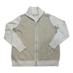 Chicos Full Zip Mock Neck Cardigan Sweater Size L